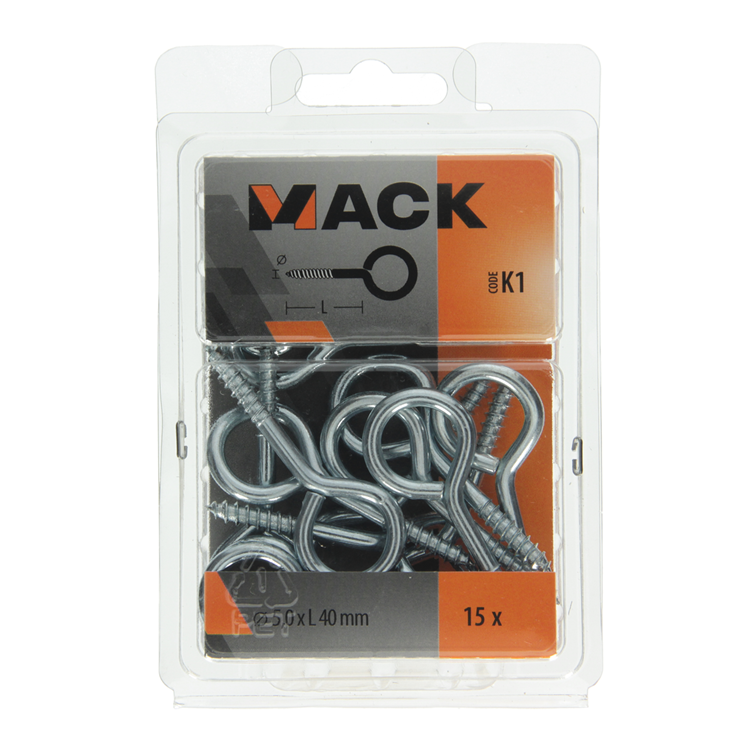 Mack 1018138 - schroefoog staal verzinkt 15st 5,0 x 40 mm | 5 stuks