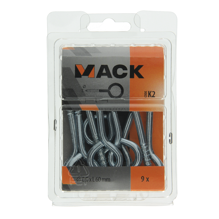 Mack 1018139 - schroefoog staal verzinkt 9 st 6,0 x 60 mm | 5 stuks