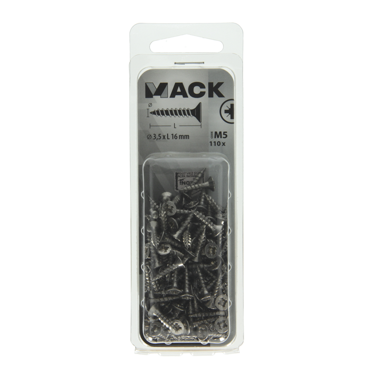 Mack 1019981 - spaanplaatschroef vz kop rvs 110 st 3,5 x 16 mm | 5 stuks