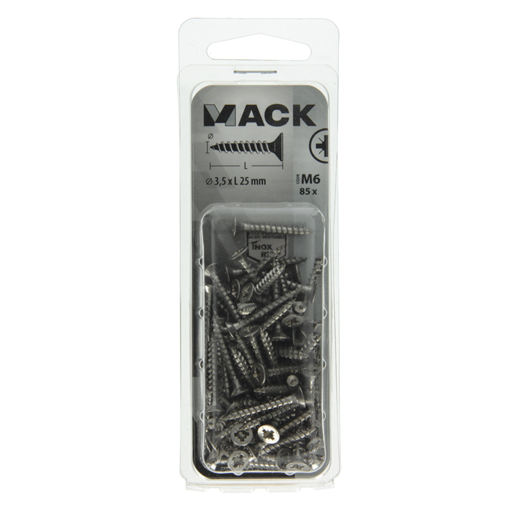 Mack 1019983 - spaanplaatschroef vz kop rvs 85 st 3,5 x 25 mm | 5 stuks