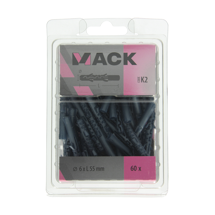 Mack 1020027 - plug lange expansie polyethyl 60 st 6 x 55 mm | 3 stuks