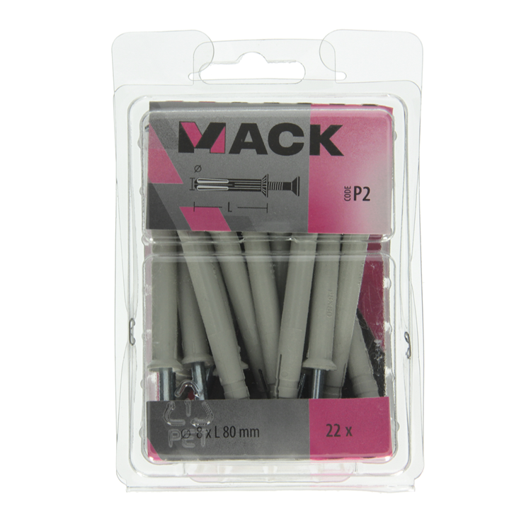 Mack 1018168 - nylon nagelplug polyamide 22 st 8 x 80 mm | 3 stuks