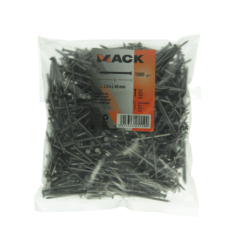 Mack 1020034 - nagel platte kop 1000 gr 2,0 x 40 mm | 10 stuks