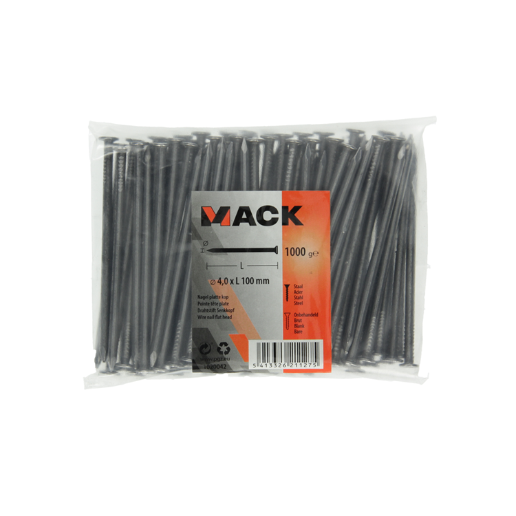 Mack 1020042 - nagel platte kop 1000 gr 4,0 x 100 mm | 10 stuks
