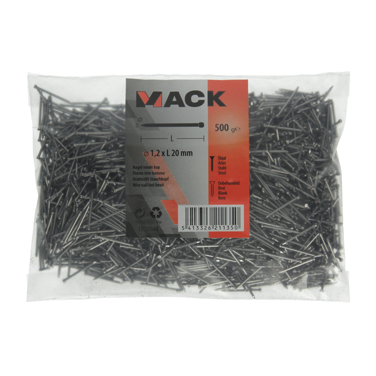 Mack 1020048 - nagel ronde kop 500 gr 1,2 x 20 mm | 10 stuks