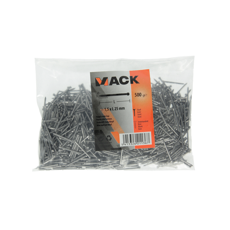 Mack 1020049 - nagel ronde kop 500 gr 1,5 x 25 mm | 10 stuks