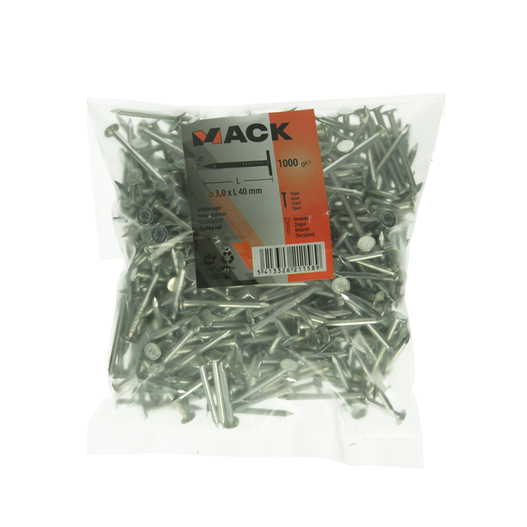 Mack 1020067 - schalienagel verzinkt 1000 gr 3,0 x 40 mm | 10 stuks
