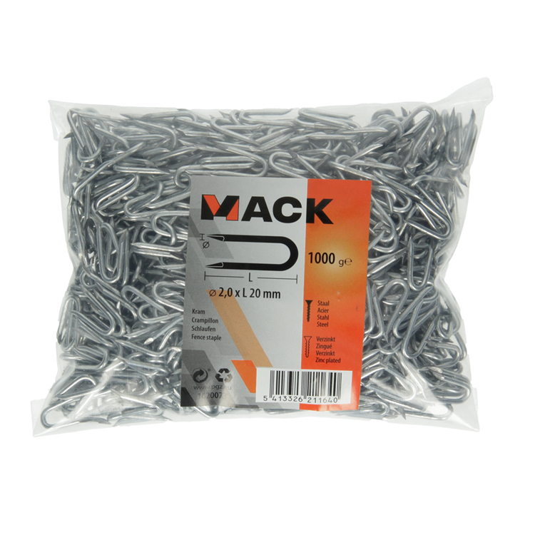 Mack 1020073 - kram verzinkt 1000 gr 2,0 x 20 mm | 10 stuks