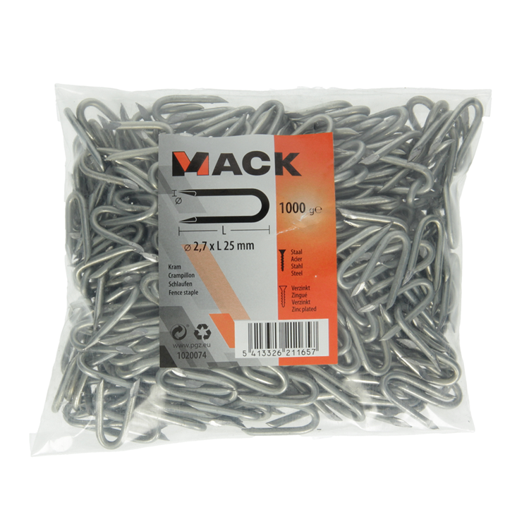 Mack 1020074 - kram verzinkt 1000 gr 2,7 x 25 mm | 10 stuks