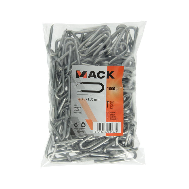 Mack 1020076 - kram verzinkt 1000 gr 3,5 x 35 mm | 10 stuks