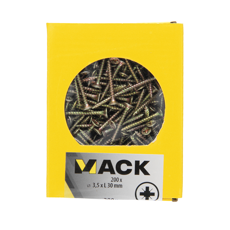 Mack 1020084 - spaanplaatschroef vz kop geelvz 200 st 3,5 x 30 mm | 5 stuks