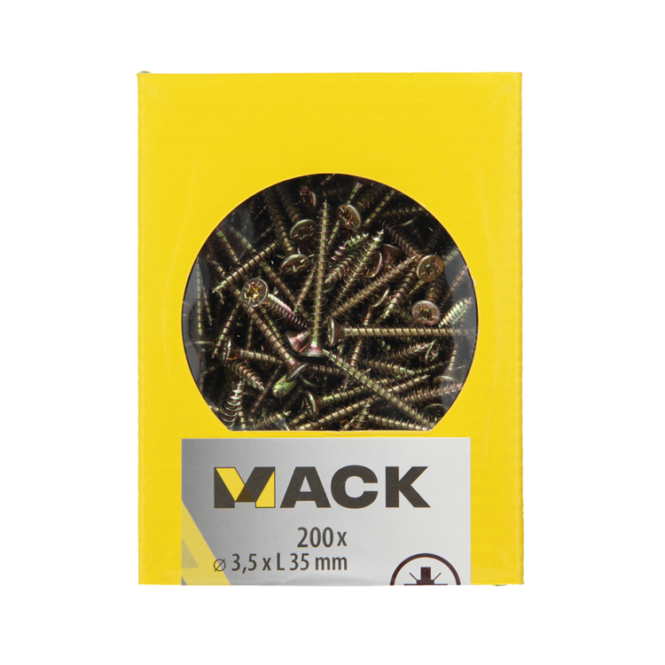 Mack 1020085 - spaanplaatschroef vz kop geel vz 200 st 3,5 x 35 mm | 5 stuks