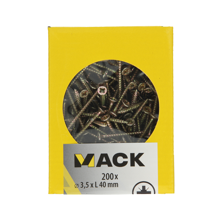 Mack 1020086 - spaanplaatschroef vz kop geelvz 200 st 3,5 x 40 mm | 5 stuks