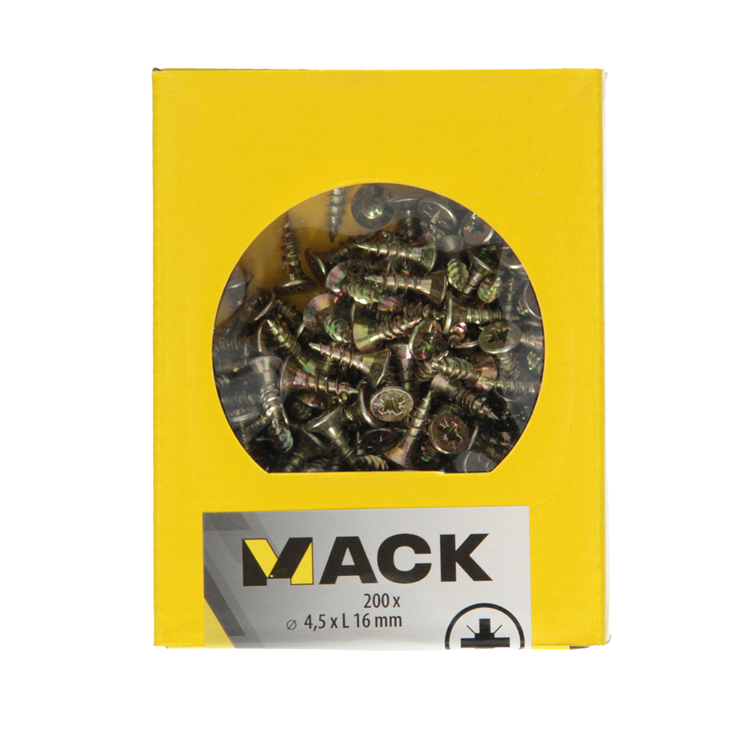 Mack 1020099 - spaanplaatschroef vz kop geel vz 200 st 4,5 x 16 mm | 5 stuks
