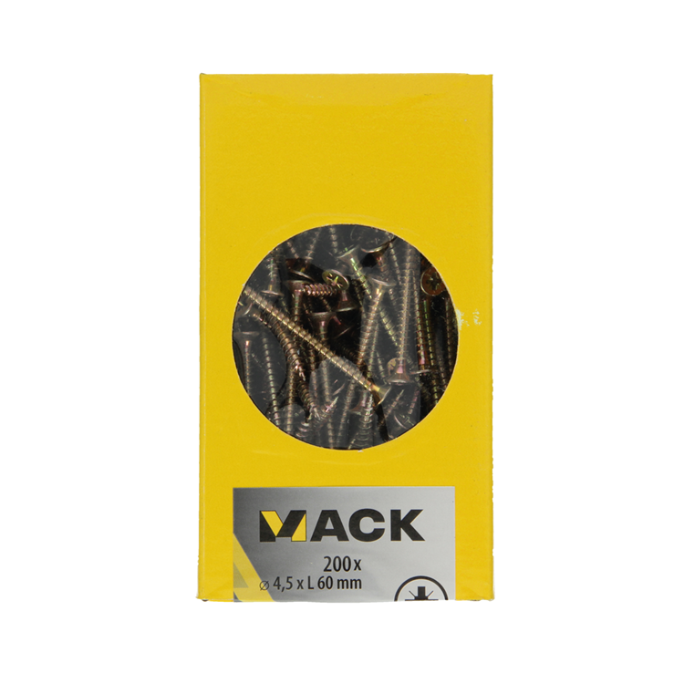 Mack 1020107 - spaanplaatschroef vz kop geelvz 200 st 4,5 x 60 mm | 2 stuks