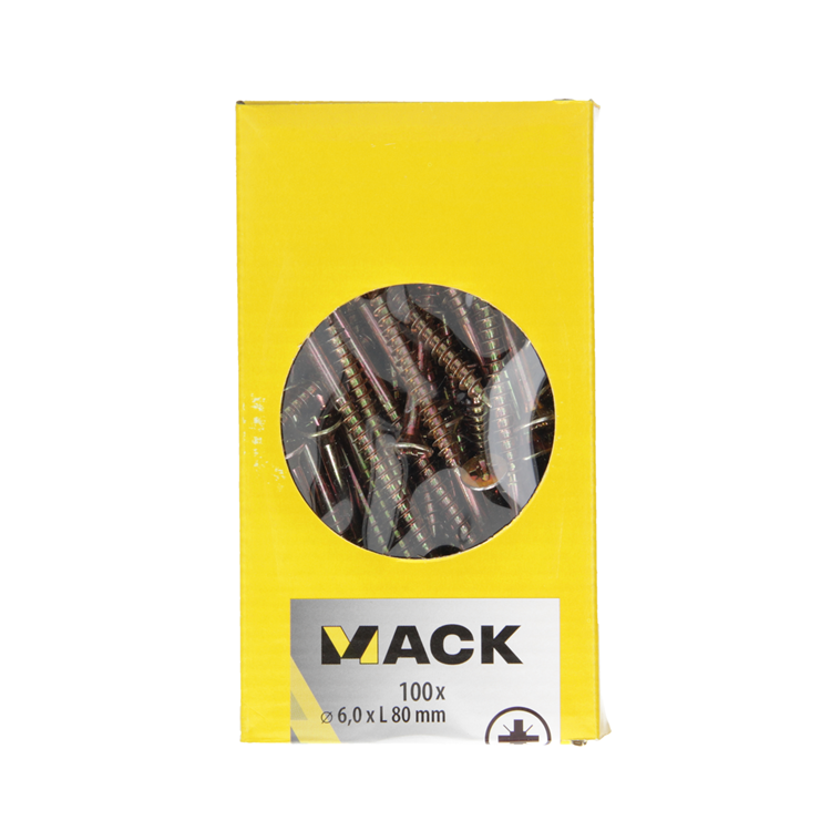 Mack 1020125 - spaanplaatschroef vz kop geel vz 100 st 6,0 x 80 mm | 2 stuks