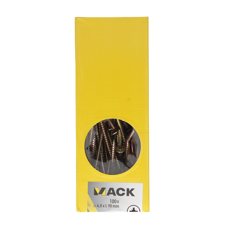 Mack 1020126 - spaanplaatschroef vz kop geel vz 100 st 6,0 x 90 mm | 1 stuks