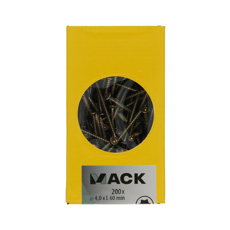 Mack 1020142 - spaanplaatschroef vz kp-zelfb.gvz 200st 4,0 x 60 mm | 2 stuks