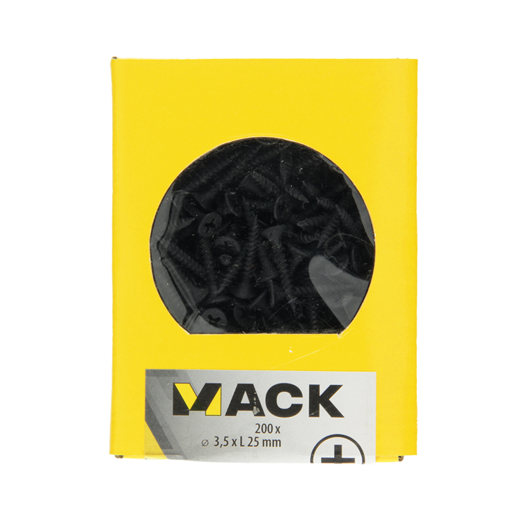 Mack 1020162 - gipsplaatschroef zwart gefosfat. 200 st 3,5 x 25 mm | 5 stuks