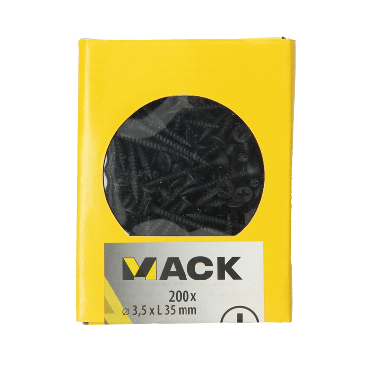 Mack 1020163 - gipsplaatschroef zwart gefosfat. 200 st 3,5 x 35 mm | 5 stuks