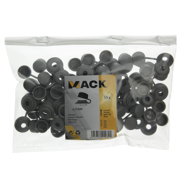 Mack 1020171 - sluitschelp grijs 50 st. 5mm | 5 stuks