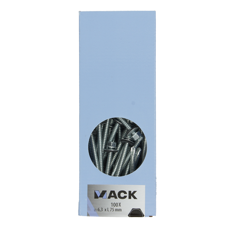 Mack 1020189 - zelfbor.schroef zeskt kop epdm-vz 100st 6,3 x 75 mm | 1 stuks