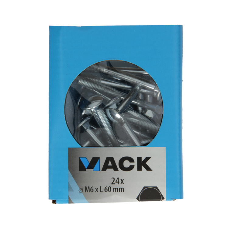 Mack 1020200 - houtbout + moer verzinkt 24 stm6 x 60 mm | 5 stuks