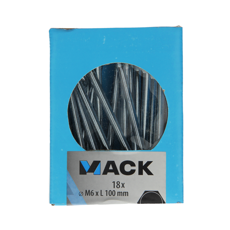 Mack 1020203 - houtbout + moer verzinkt 18 stm6 x 100 mm | 5 stuks