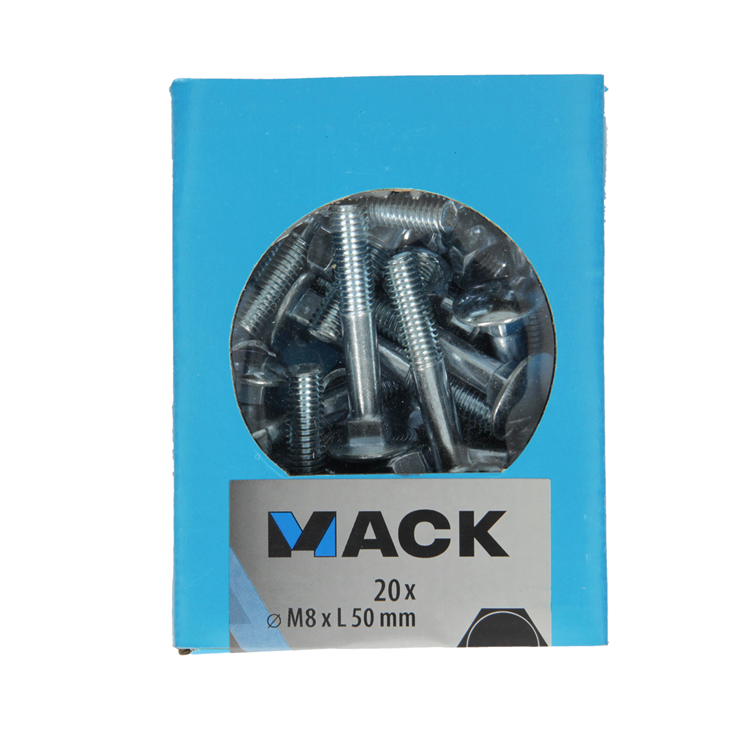 Mack 1020206 - houtbout + moer verzinkt 20 stm8 x 50 mm | 5 stuks