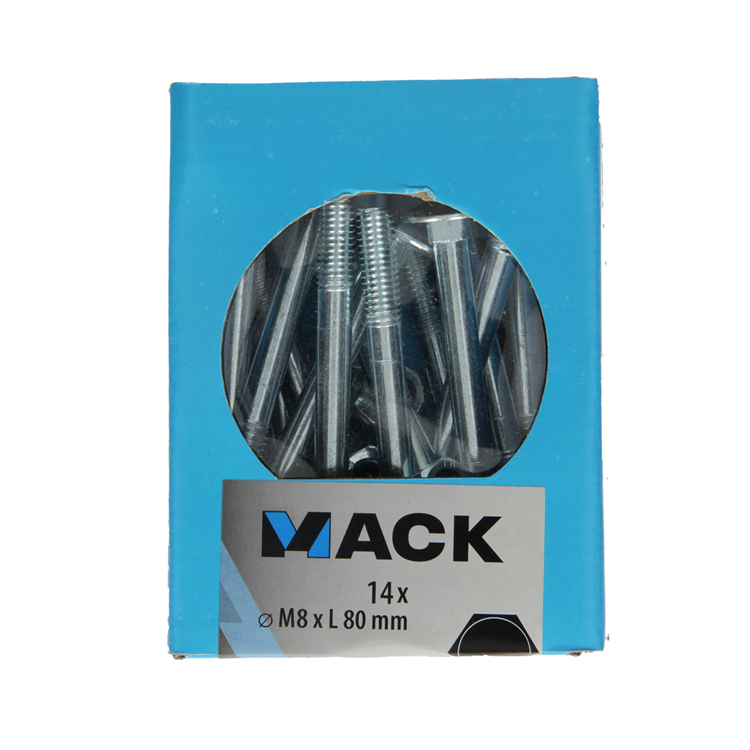 Mack 1020209 - houtbout + moer verzinkt 14 stm8 x 80 mm | 5 stuks