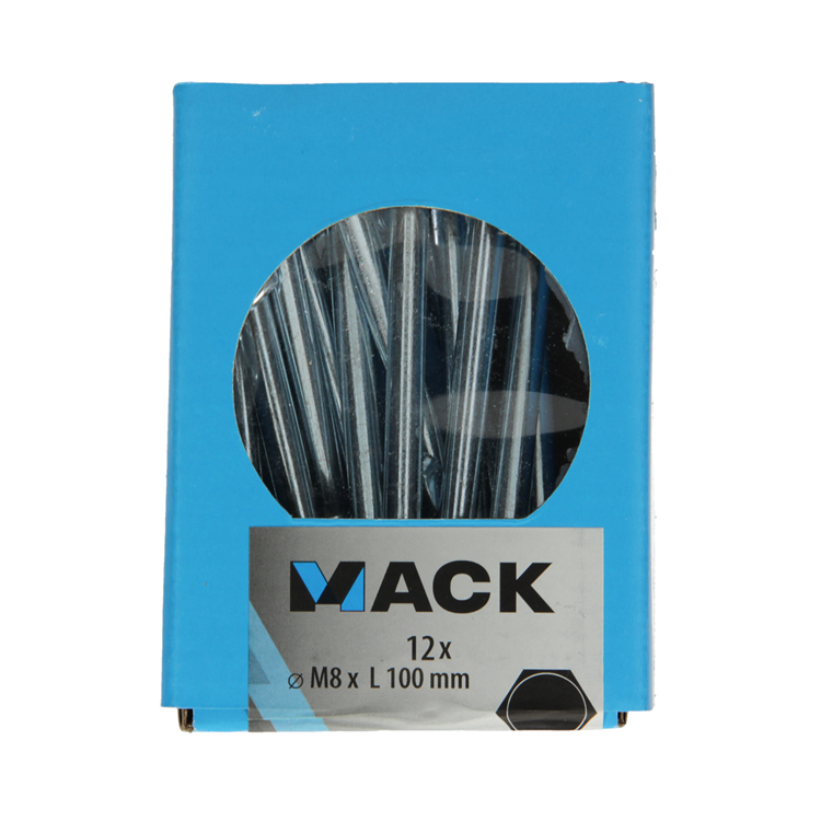 Mack 1020210 - houtbout + moer verzinkt 12 stm8 x 100 mm | 5 stuks