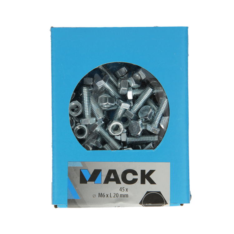Mack 1020214 - tapbout + moer verzinkt 45 st m6 x 20 mm | 5 stuks