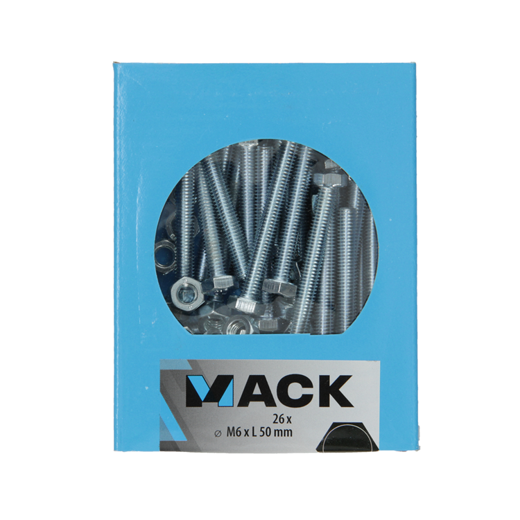 Mack 1020217 - tapbout + moer verzinkt 26 st m6 x 50 mm | 5 stuks