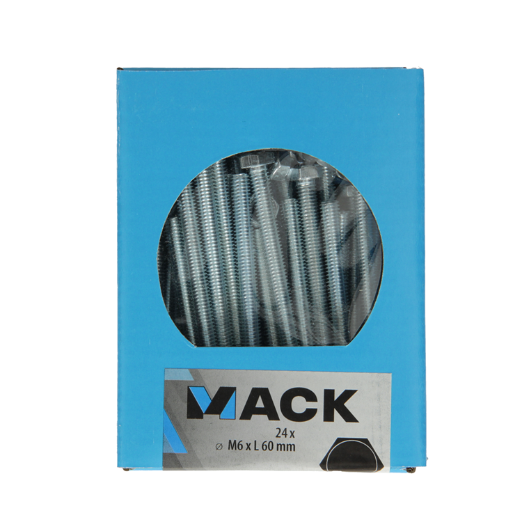 Mack 1020218 - tapbout + moer verzinkt 24 st m6 x 60 mm | 5 stuks