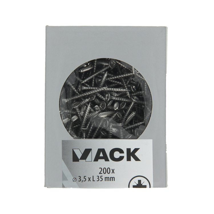 Mack 1020229 - spaanplaatschroef vz kop inox a2 200 st 3,5 x 35 mm | 2 stuks