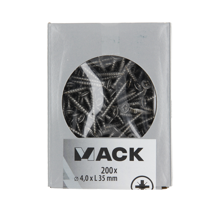 Mack 1020234 - spaanplaatschroef vz kop inox a2 200 st 4,0 x 35 mm | 2 stuks