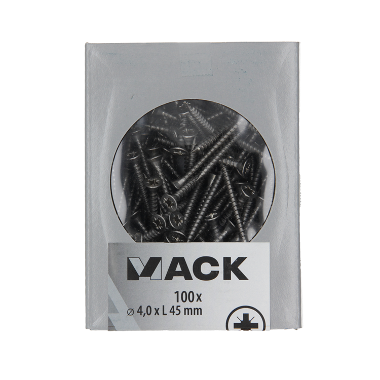 Mack 1020236 - spaanplaatschroef vz kop inox a2 100 st 4,0 x 45 mm | 2 stuks
