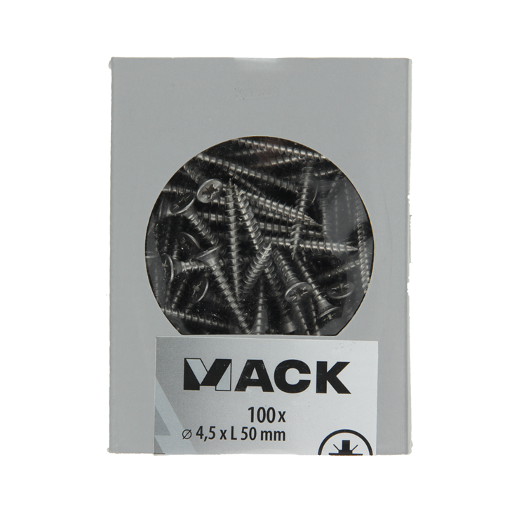 Mack 1020242 - spaanplaatschroef vz kop inox a2 100 st 4,5 x 50 mm | 2 stuks