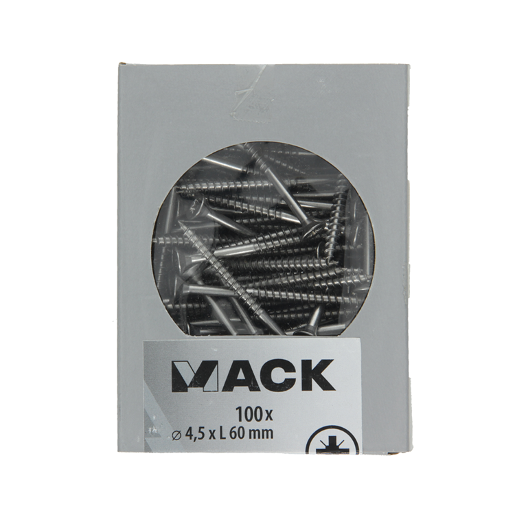 Mack 1020243 - spaanplaatschroef vz kop inox a2 100 st 4,5 x 60 mm | 2 stuks