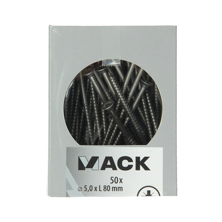 Mack 1020248 - spaanplaatschroef vz kop inox a2 50 st 5,0 x 80 mm | 2 stuks