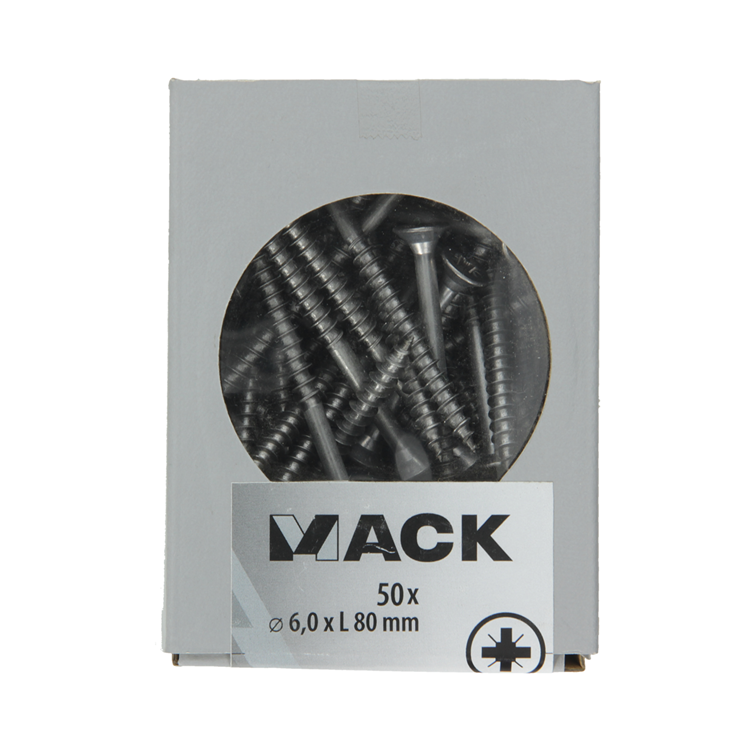 Mack 1020251 - spaanplaatschroef vz kop inox a2 50 st 6,0 x 80 mm | 2 stuks