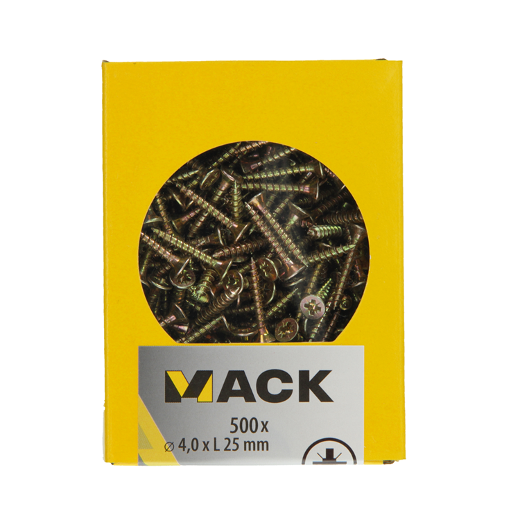 Mack 1020259 - spaanplaatschroef vz kop gvz 500 st 4,0 x 25 mm | 5 stuks