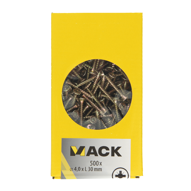 Mack 1020260 - spaanplaatschroef vz kop gvz 500 st 4,0 x 30 mm | 3 stuks