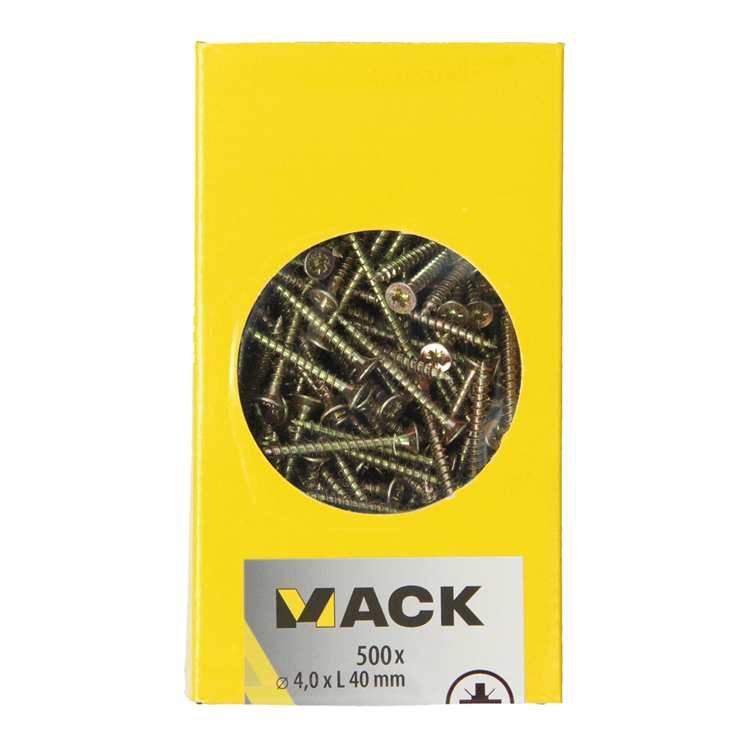 Mack 1020262 - spaanplaatschroef vz kop gvz 500 st 4,0 x 40 mm | 2 stuks