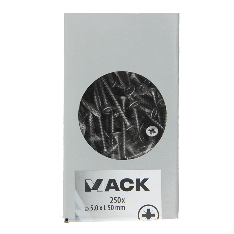 Mack 1020280 - spaanplaatschroef vz kop inox a2 250 st 5,0 x 50 mm | 2 stuks