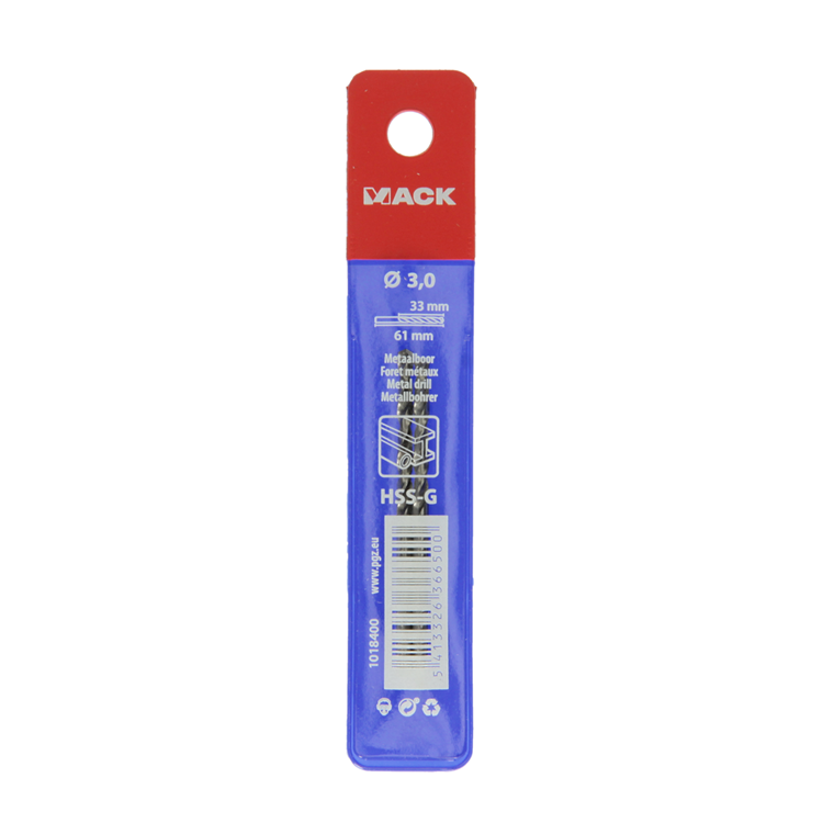 Mack 1018400 - metaalboor hss g din 338 ø 3,0 x 61 mm 2st | 5 stuks