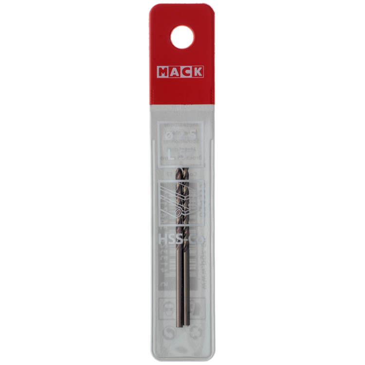 Mack 1018421 - metaalboor hss co5% din 338 ø 2,5 x 57 mm 2st | 5 stuks