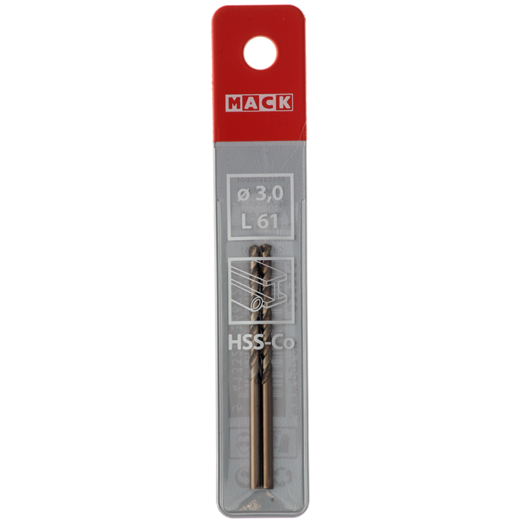 Mack 1018422 - metaalboor hss co5% din 338 ø 3,0 x 61 mm 2st | 5 stuks
