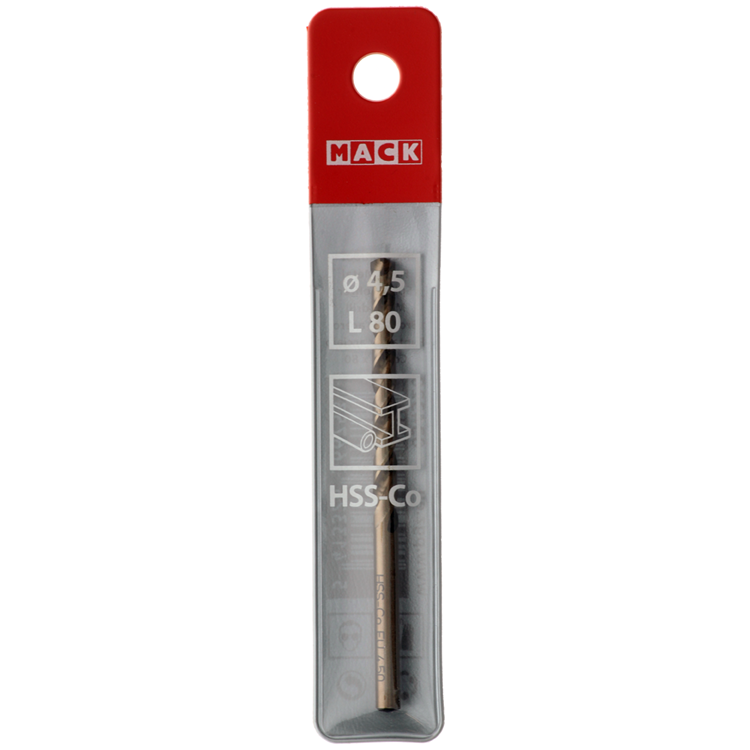 Mack 1018425 - metaalboor hss co5% din 338 ø 4,5 x 80 mm | 5 stuks