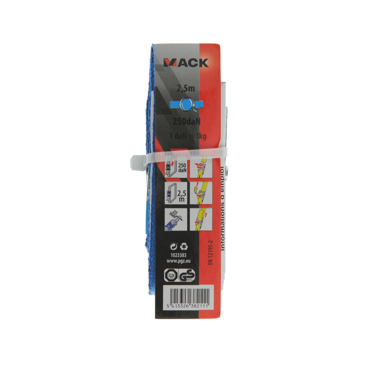 Mack 1023383 - lint polyester, met gesp, 25mm-2.5m max250kg | 12 stuks